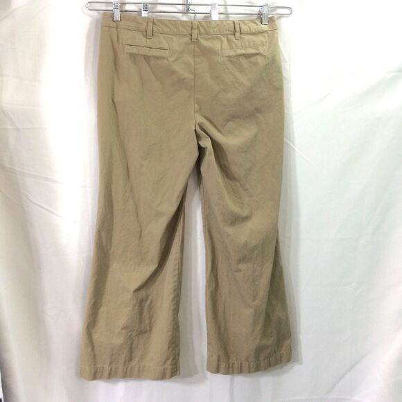 Lands' End Wide Leg Pants Tan Cotton Size 14 Casual Workwear Classic Fit - Picture 2 of 4